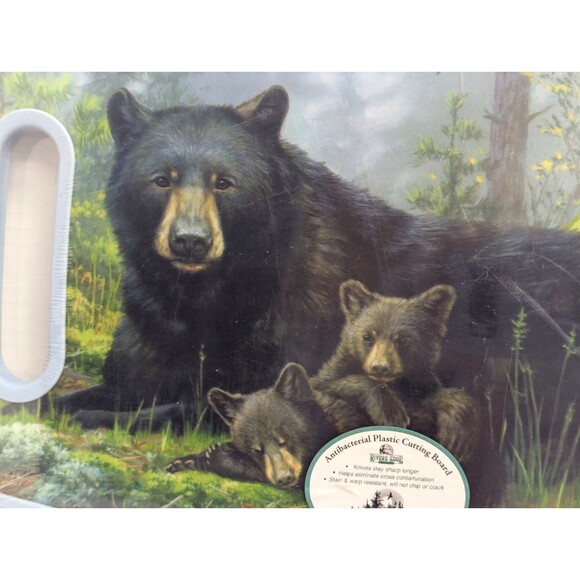 Rivers Edge Bear and Cubs Cutting Board Cabin Woods Antibacterial 9 x 14-in NEW - Picture 3 of 6